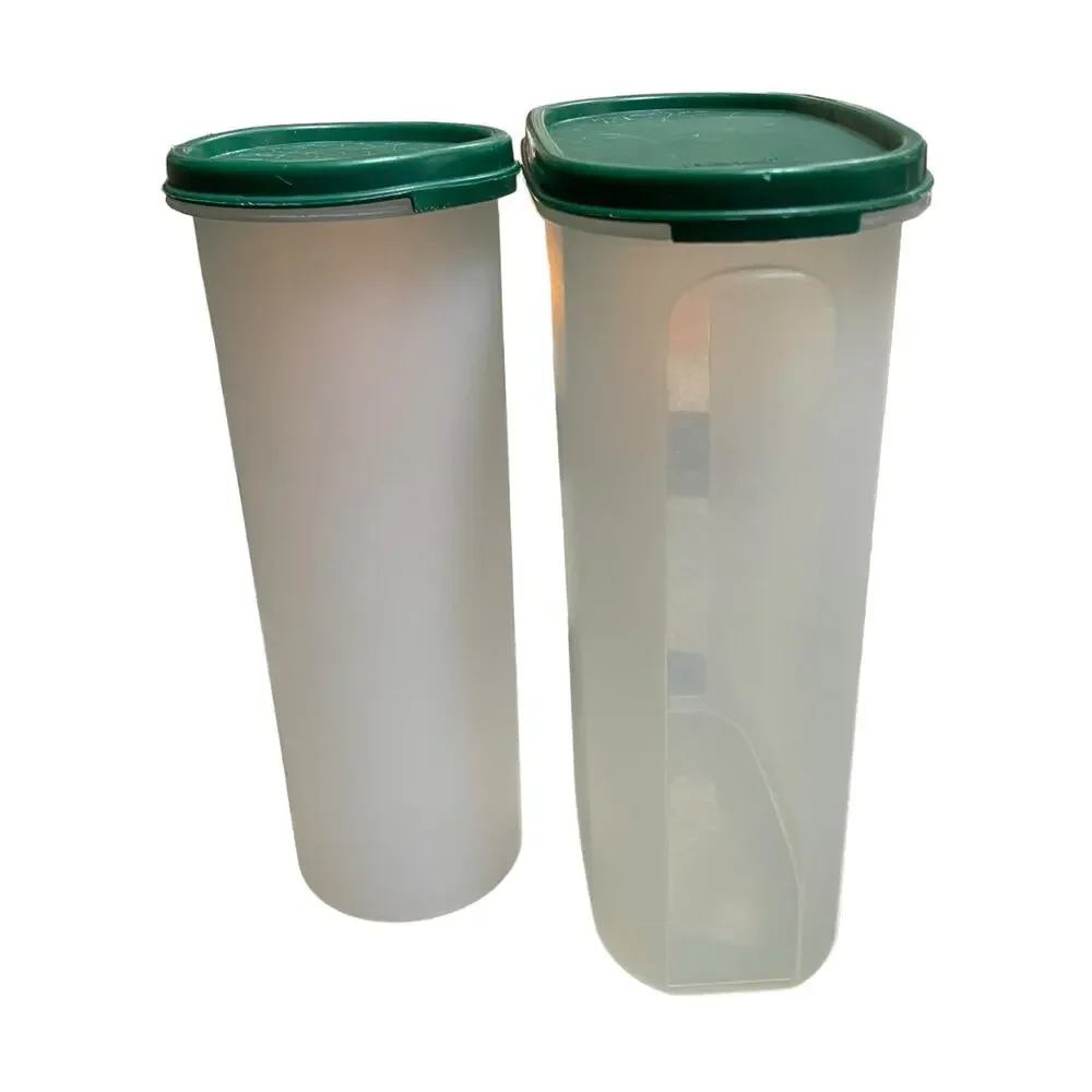 Tupperware Modular Mates #4 Hunter Green 1614 1643 Food Storage Lot x2 Vintage